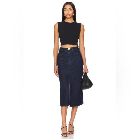 WeWoreWhat Dresses & Skirts - HOT DEAL NWT Denim Midi Pencil Skirt with Front Slit Sz L very slim fit